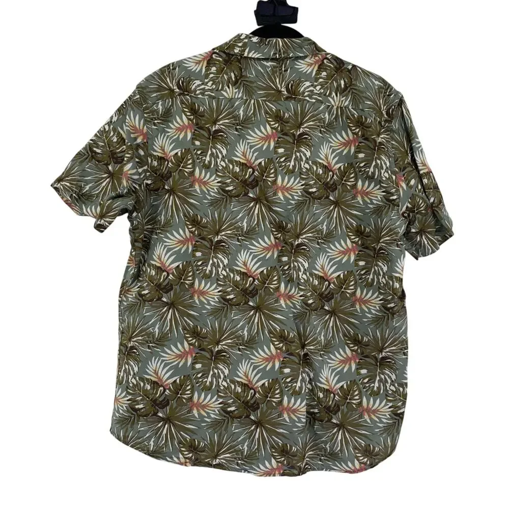 Men's Banana Republic Linen Tropical Short Sleeve Button Down Shirt Size L